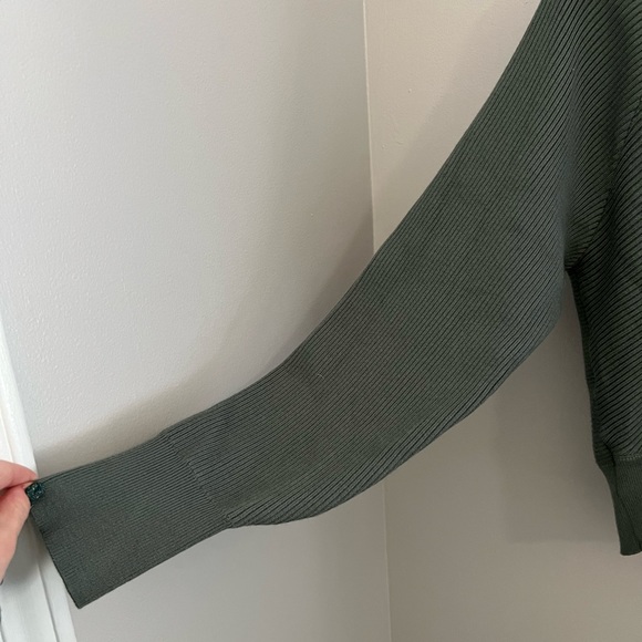 Lulu’s Cuddlesome Sage Green Surplice Ribbed Knit Sweater - Picture 5 of 9